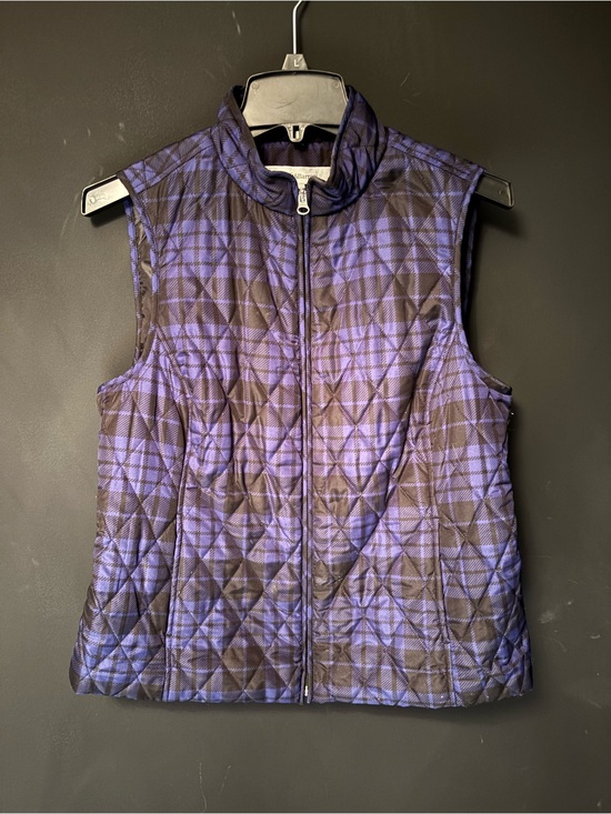 croft & barrow Jackets & Blazers - croft & barrow Purple Plaid Quilted Sleeveless Vest